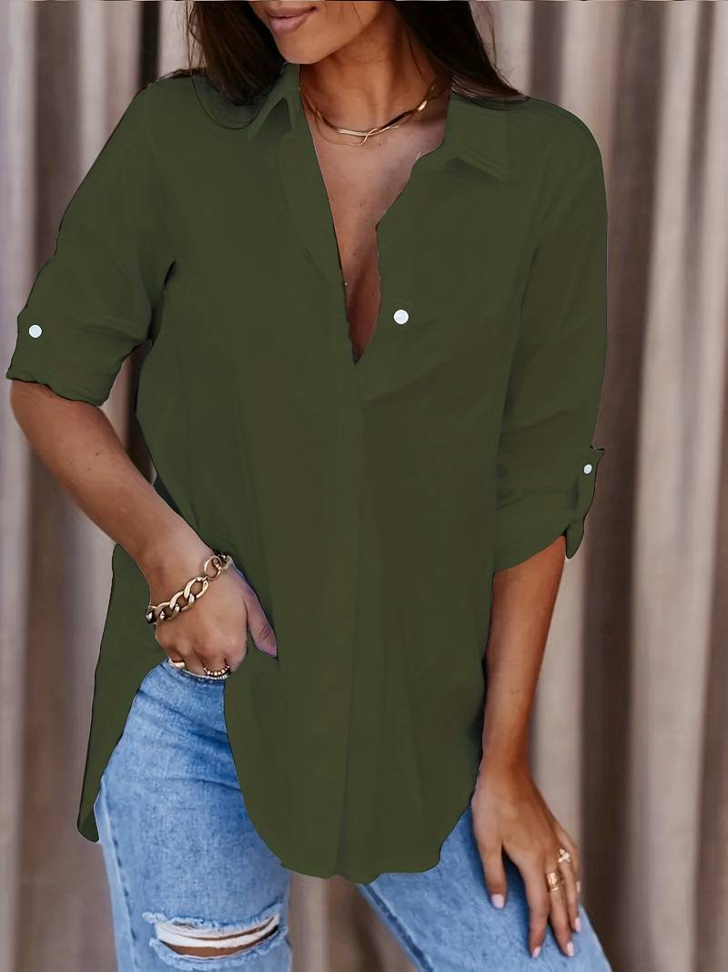 Cassidie - Relaxed Blouse with V-Neck for Spring