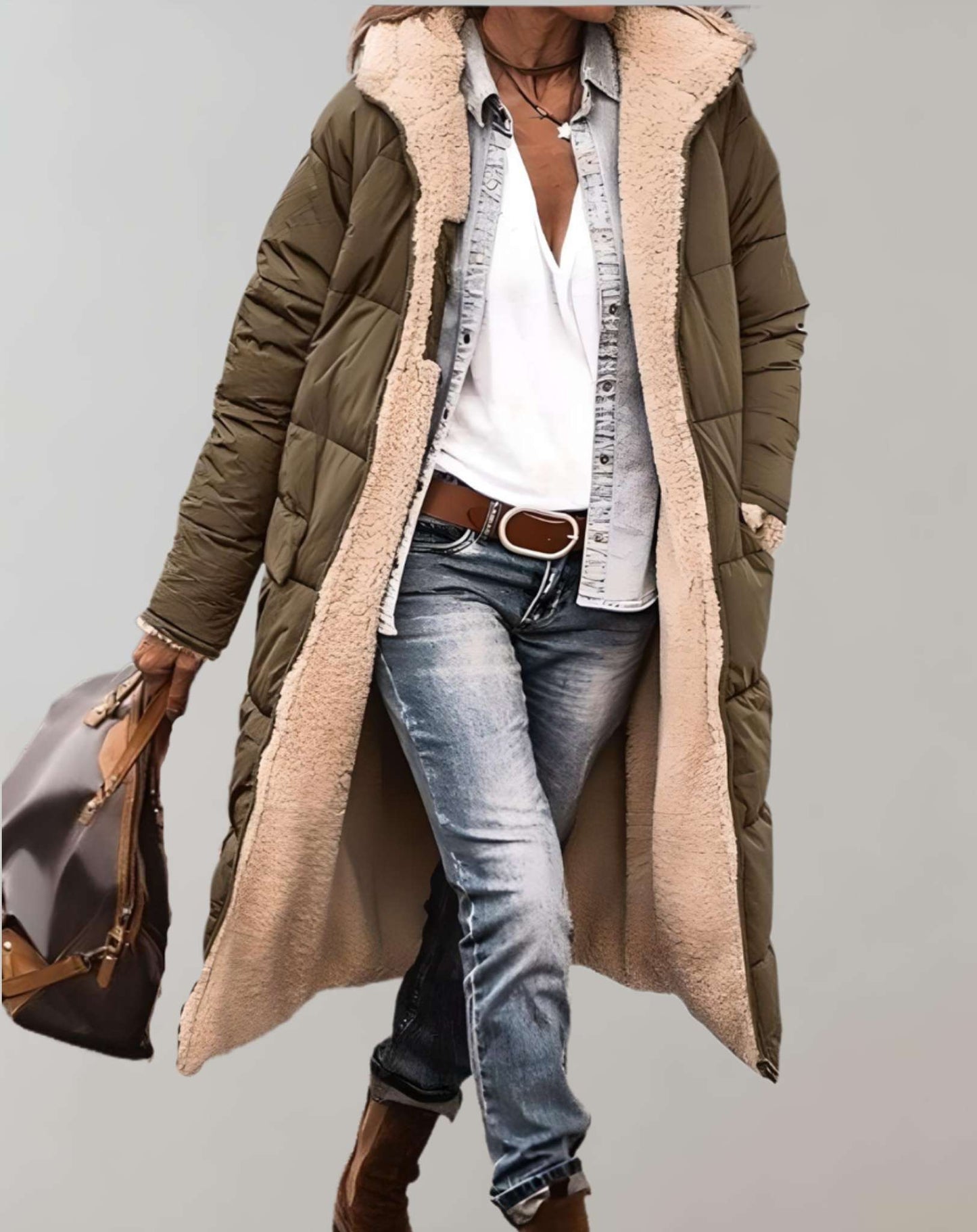 Warm Winter Trench Coat with Fleece Lining