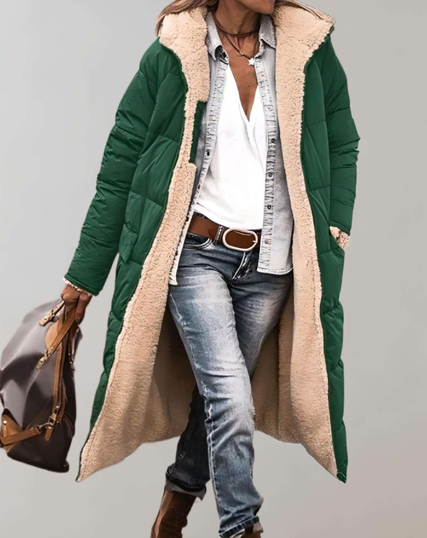 Warm Winter Trench Coat with Fleece Lining