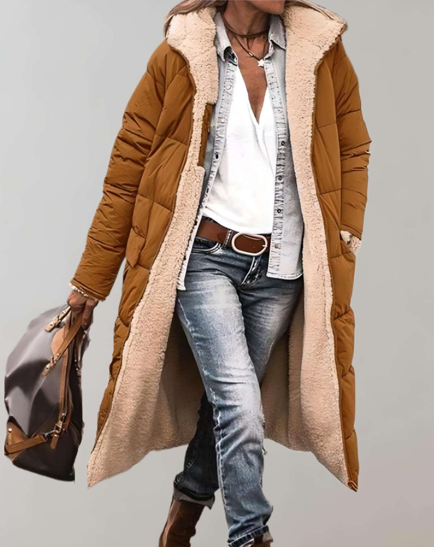 Warm Winter Trench Coat with Fleece Lining