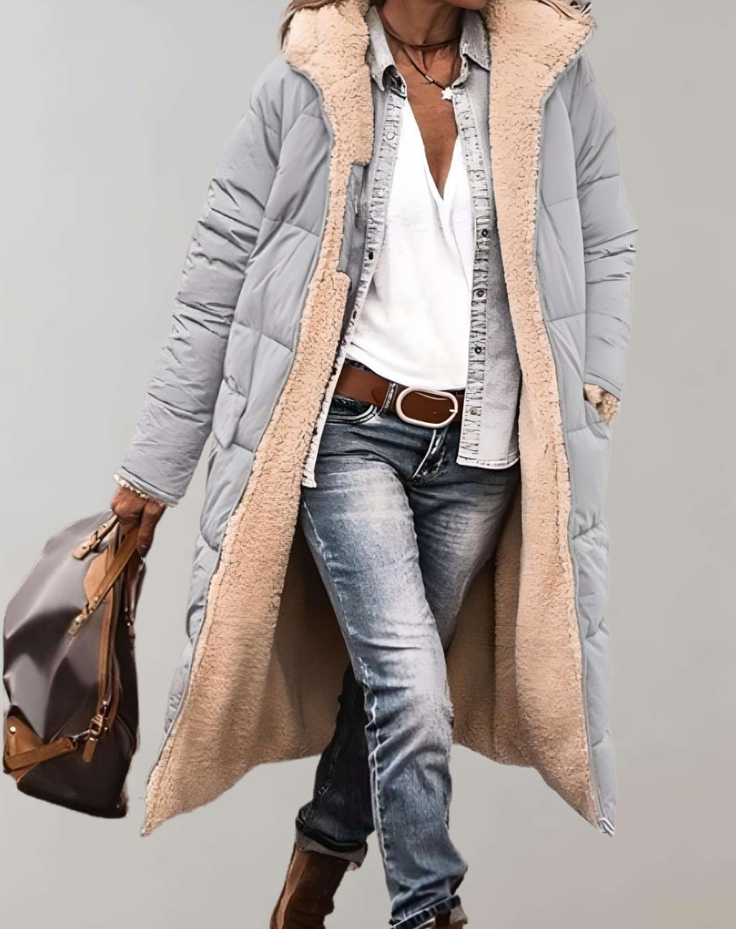 Warm Winter Trench Coat with Fleece Lining