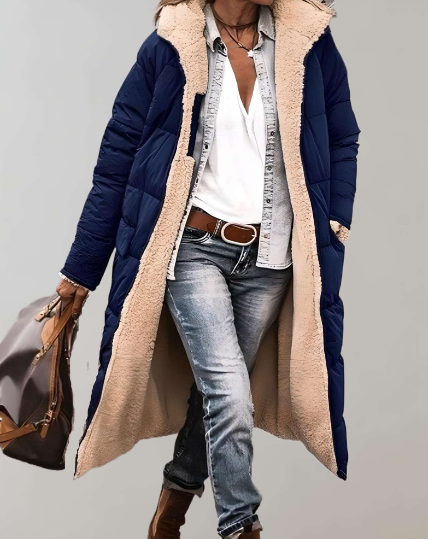 Warm Winter Trench Coat with Fleece Lining