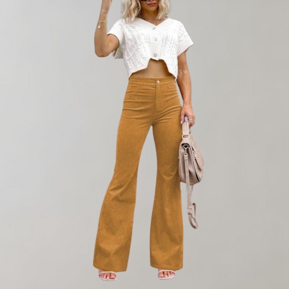 Fashionable Flared Corduroy Trousers