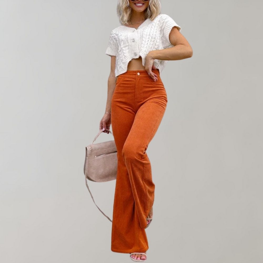 Fashionable Flared Corduroy Trousers