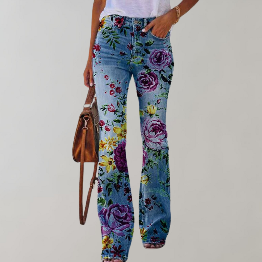 Flared Trousers with Button Detailing