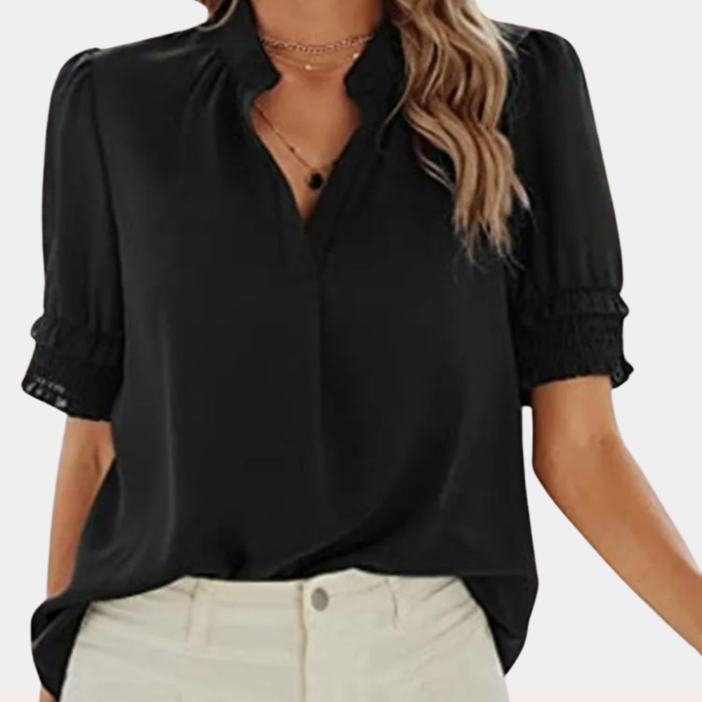 Corine - Basic V-Neck Blouse for Women