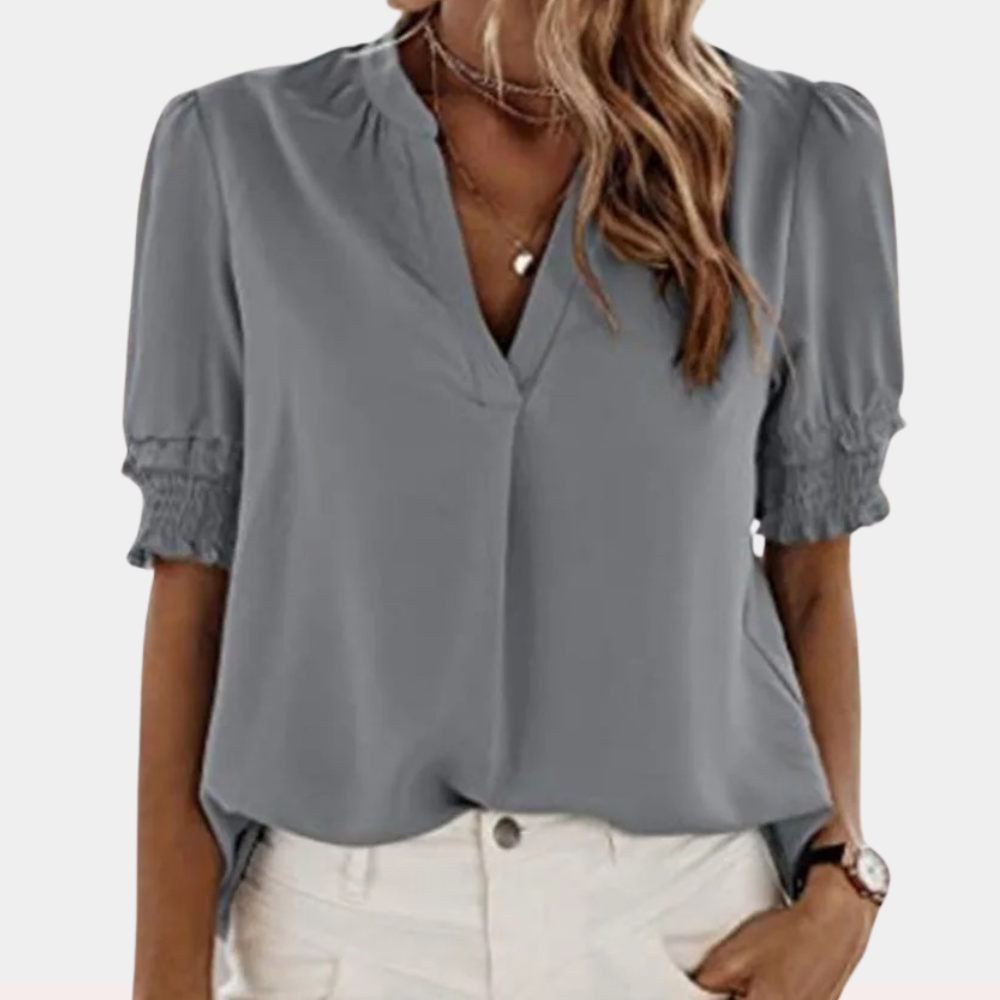 Corine - Basic V-Neck Blouse for Women