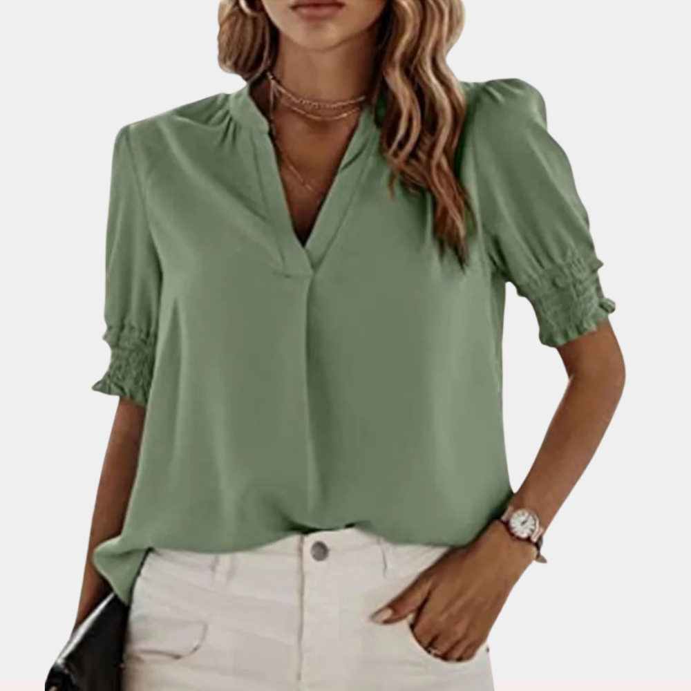 Corine - Basic V-Neck Blouse for Women