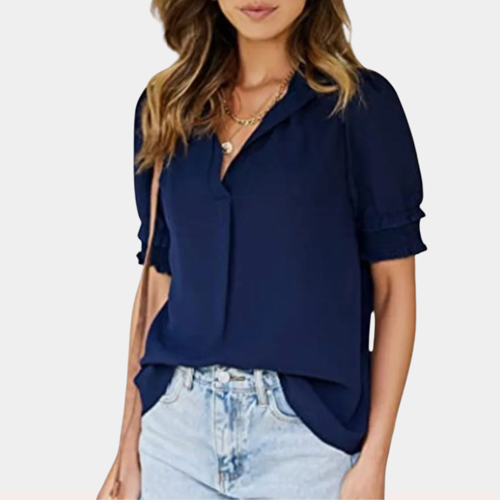 Corine - Basic V-Neck Blouse for Women