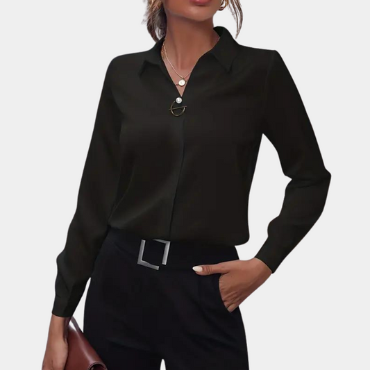 Erza - Refined Solid Color Blouse for Women