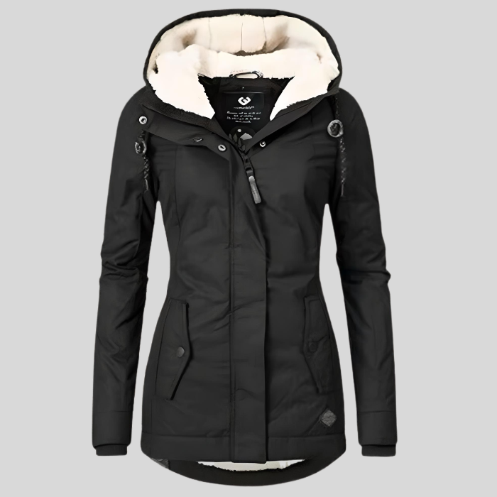 Long Waterproof Winter Coat with Hood and Warm Lining