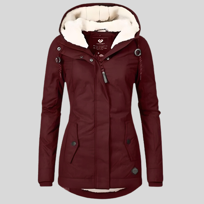 Long Waterproof Winter Coat with Hood and Warm Lining