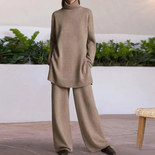 Wide-Leg Pantsuit with Turtleneck