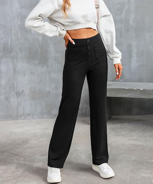 Elastic High-Waisted Trousers