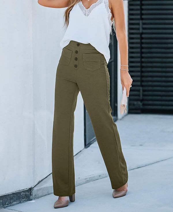 Elastic High-Waisted Trousers